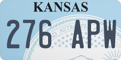 KS license plate 276APW