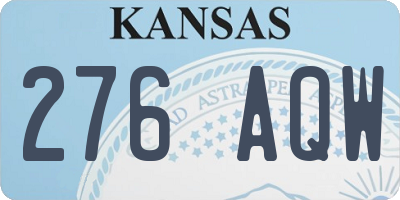 KS license plate 276AQW