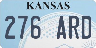 KS license plate 276ARD