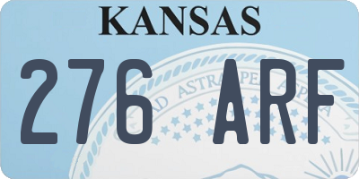 KS license plate 276ARF