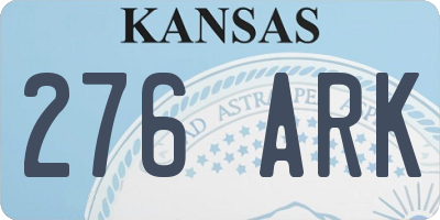 KS license plate 276ARK