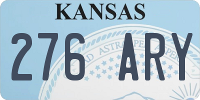 KS license plate 276ARY
