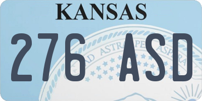 KS license plate 276ASD