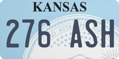 KS license plate 276ASH