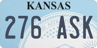 KS license plate 276ASK