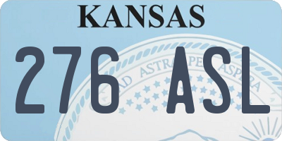 KS license plate 276ASL