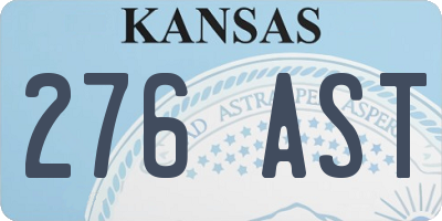 KS license plate 276AST