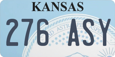 KS license plate 276ASY