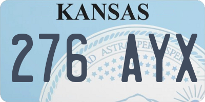 KS license plate 276AYX