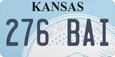 KS license plate 276BAI