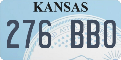 KS license plate 276BBO