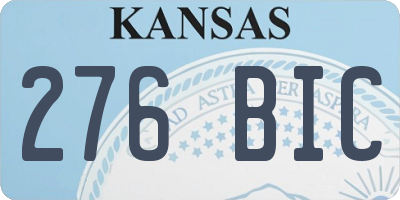 KS license plate 276BIC