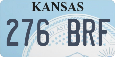 KS license plate 276BRF