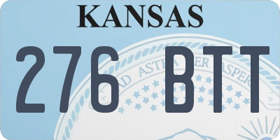 KS license plate 276BTT