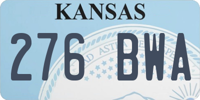 KS license plate 276BWA
