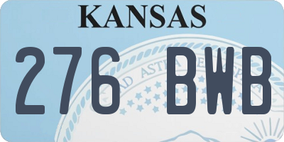 KS license plate 276BWB