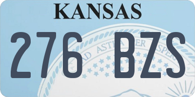 KS license plate 276BZS