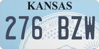 KS license plate 276BZW