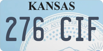 KS license plate 276CIF