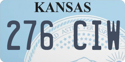 KS license plate 276CIW