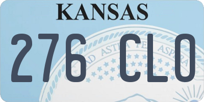 KS license plate 276CLO