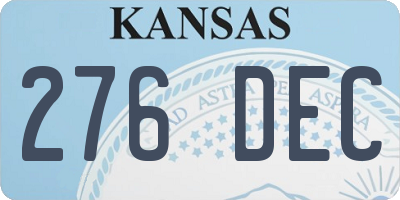 KS license plate 276DEC