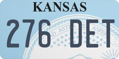 KS license plate 276DET