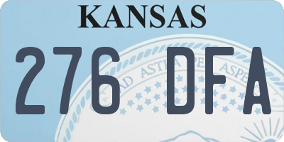 KS license plate 276DFA
