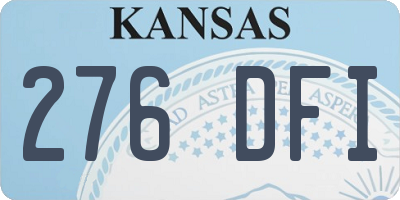 KS license plate 276DFI