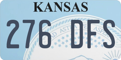 KS license plate 276DFS