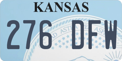 KS license plate 276DFW