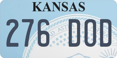 KS license plate 276DOD