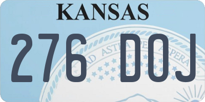 KS license plate 276DOJ