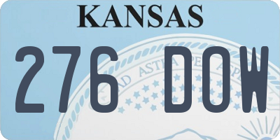 KS license plate 276DOW