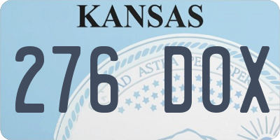 KS license plate 276DOX