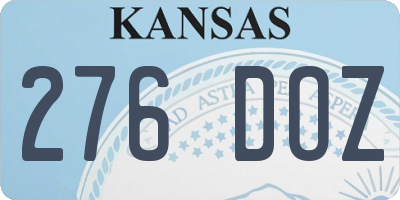 KS license plate 276DOZ