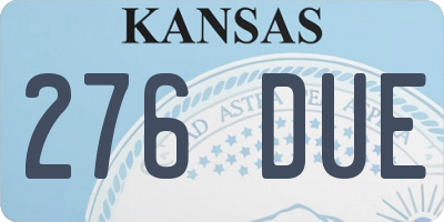 KS license plate 276DUE