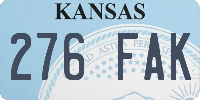 KS license plate 276FAK