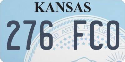 KS license plate 276FCO