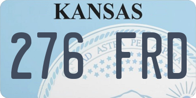 KS license plate 276FRD