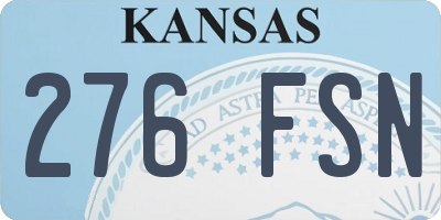 KS license plate 276FSN