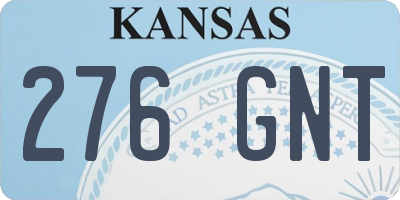KS license plate 276GNT