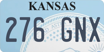 KS license plate 276GNX