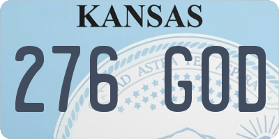 KS license plate 276GOD