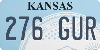 KS license plate 276GUR