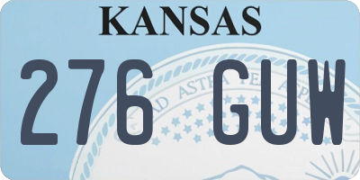 KS license plate 276GUW