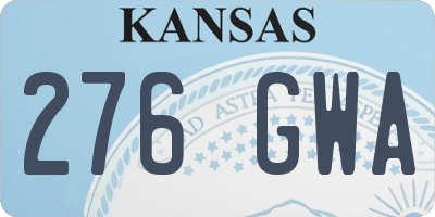 KS license plate 276GWA