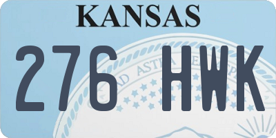 KS license plate 276HWK