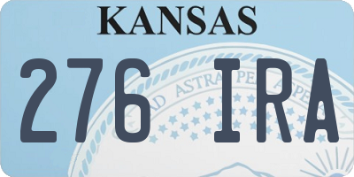 KS license plate 276IRA