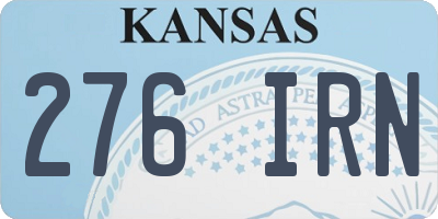 KS license plate 276IRN